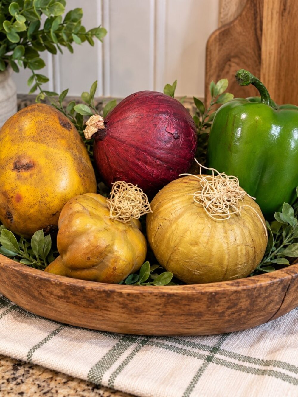 Set of 5 Faux Vegetable Fruit Kitchen Decor Rustic Farmhouse